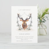 Dusky Deer Floral Crest elke zondag uitnodigen Bedankkaart (Staand voorkant)