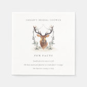Dusky Deer Floral Crest Fun Facts Vrijgezellenfees Servet (Voorkant)