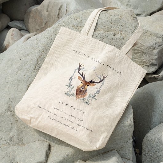 Dusky Deer Floral Crest Fun Facts Vrijgezellenfees Tote Bag
