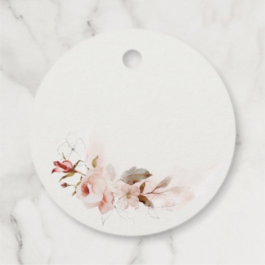 Dusky Fall Marsala Blush Bloemige Bruiloftsdouche Bedankjes Labels (Achterkant)