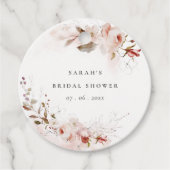 Dusky Fall Marsala Blush Bloemige Bruiloftsdouche Bedankjes Labels (Voorkant)