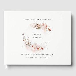 Dusky Fall Marsala Blush Bloemige Bruiloftsdouche Gastenboek