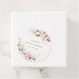 Dusky Fall Marsala Blush Bloemrijke Bruiloftsdouch Bedankjes Labels