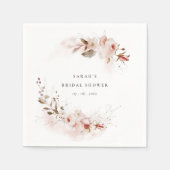 Dusky Fall Marsala Blush Bloemrijke Bruiloftsdouch Servet (Voorkant)