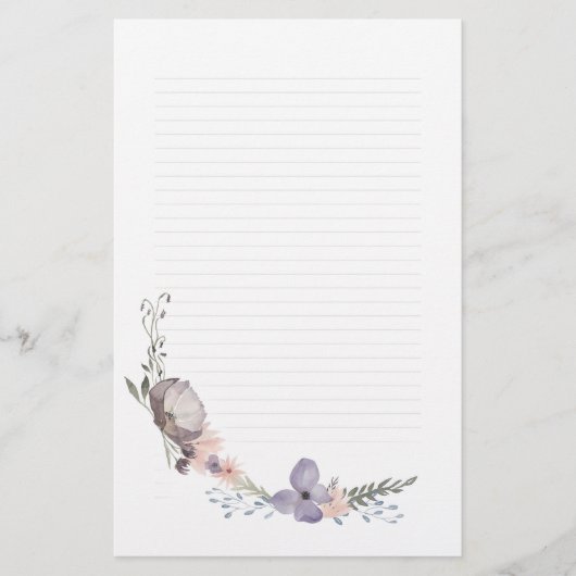 Dusky Floral Note Paper Briefpapier (Voorkant)