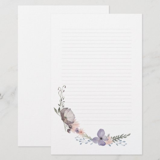 Dusky Floral Note Paper Briefpapier (Voorkant / Achterkant)