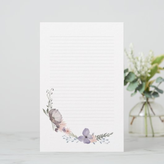 Dusky Floral Note Paper Briefpapier (Staand voorkant)
