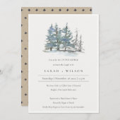 Dusky Green Blue Pine Bossen Couples Shower Invite Bedankkaart (Voorkant / Achterkant)