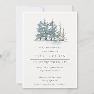 Dusky Green Blue Pine Bossen Couples Shower Invite Bedankkaart