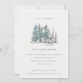 Dusky Green Blue Pine Tree Baby shower Invite Bedankkaart (Voorkant)