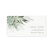 Dusky Green Leafy Fern Succulent Foliage Address Etiket (Voorkant)