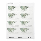 Dusky Green Leafy Fern Succulent Foliage Address Etiket (Full Sheet)