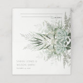 Dusky Green Leafy Fern Succulent Foliage Wedding Plaatskaartje (Buitenkant ongevouwen)