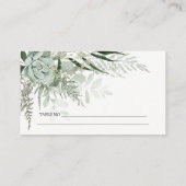 Dusky Green Leafy Fern Succulent Foliage Wedding Plaatskaartje (Achterkant)