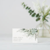 Dusky Green Leafy Fern Succulent Foliage Wedding Plaatskaartje (Staand voorkant)