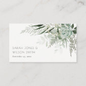 Dusky Green Leafy Fern Succulent Foliage Wedding Plaatskaartje (Voorkant)