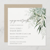 Dusky Green Leafy Fern Succulent Verloving Invite Bedankkaart (Voorkant / Achterkant)