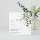 Dusky Green Leafy Fern Succulent Verloving Invite Bedankkaart (Staand voorkant)