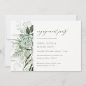 Dusky Green Leafy Fern Succulent Verloving Invite Bedankkaart (Voorkant)