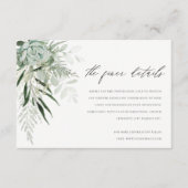 Dusky Green Leafy Fern Succulent Wedding Details Informatiekaartje (Voorkant)