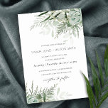 Dusky Green Leafy Fern Succulent Wedding Invite Bedankkaart<br><div class="desc">Neem contact met mij op via yellowfebstudio@gmail.com voor meer aanpassingen of andere overeenkomende objecten.</div>