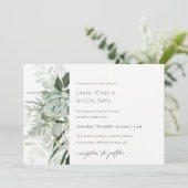 Dusky Green Leafy Fern Succulent Wedding Invite Bedankkaart (Staand voorkant)