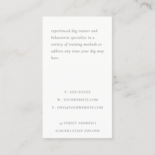 Dusky Green Retro Blue French Bulldog Dog Trainer Visitekaartje (Achterkant)