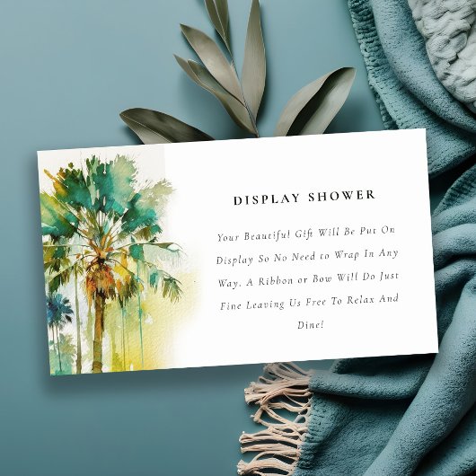 Dusky Green Tropical Palm Tree-Baby shower Informatiekaartje