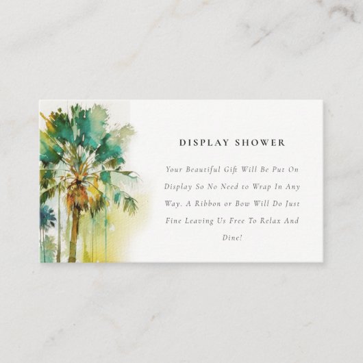 Dusky Green Tropical Palm Tree-Baby shower Informatiekaartje (Voorkant)