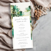 Dusky Green Tropical Palm Tree Wedding Programme Kaart