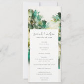 Dusky Green Tropical Palm Tree Wedding Programme Kaart (Voorkant)