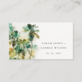 Dusky Green Tropical Palm Trees Wedding Website Informatiekaartje (Voorkant)