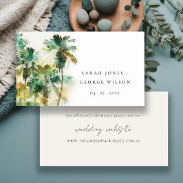 Dusky Green Tropical Palm Trees Wedding Website Informatiekaartje