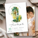 Dusky Green Tropical Waterverf Palm Trees Foto Save The Date<br><div class="desc">Dusky Green Tropical Waterverf Palm Trees Theme Collectie... het is een elegante waterverf Illustratie van tropische palmtortel perfect voor je tropische beachy bruiloft & feestjes. Het is zeer gemakkelijk om, met uw persoonlijke details aan te passen. Als u een ander bijpassend product of aanpassing nodig hebt, bericht dan via Zazzle....</div>
