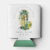 Dusky Green Tropical Waterverf Palm Trees Wedding Blikjeskoeler (Achterkant)
