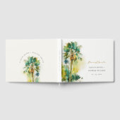 Dusky Green Tropical Waterverf Palm Trees Wedding Gastenboek (Volledig)
