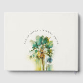 Dusky Green Tropical Waterverf Palm Trees Wedding Gastenboek (Achterkant)
