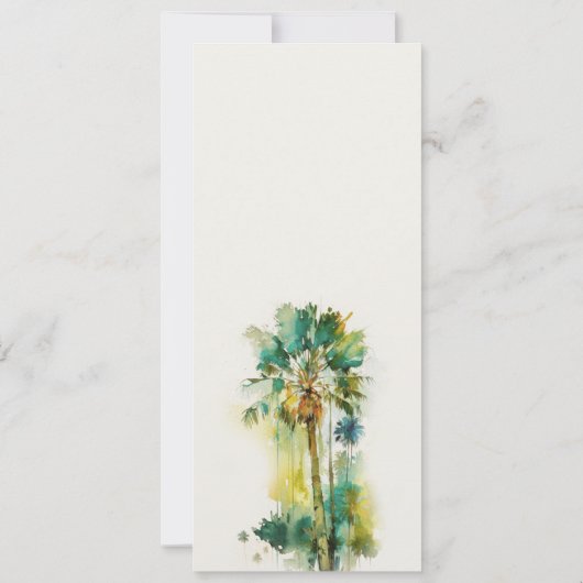 Dusky Green Tropical Waterverf Palm Trees Wedding Kaart (Achterkant)