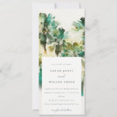 Dusky Green Tropical Waterverf Palm Trees Wedding Kaart (Voorkant)