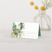 Dusky Green Tropical Waterverf Palm Trees Wedding Plaatskaartje (Achterkant)