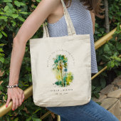 Dusky Green Tropical Waterverf Palm Trees Wedding Tote Bag