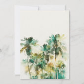 Dusky Green Yellow Tropical Waterverf Palm Trees Save The Date (Achterkant)