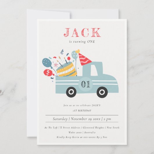 Dusky grijs blauw elke leeftijd verjaardagsfeestje kaart (Voorkant)