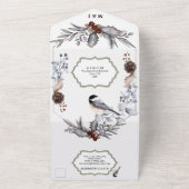 Dusky grijs bruin bos bossen vogels bruiloft all in one uitnodiging (Buitenkant)