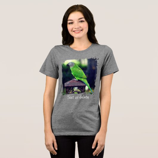 Dusky Headed Conure Parrot Personalized Tri-Blend Shirt (Voorkant volledig)