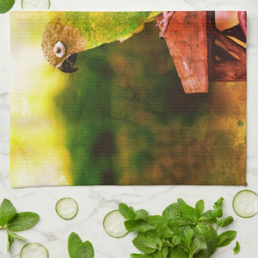 Dusky Headed Parrot Abstract Theedoek (Gevouwen)