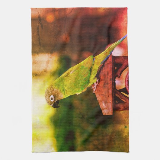 Dusky Headed Parrot Abstract Theedoek (Verticaal)