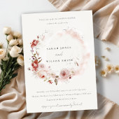 Dusky Herfst Marsala Bloemen Krans Koppels Douche Kaart