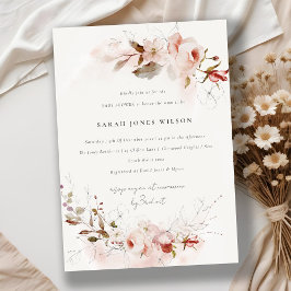 Dusky Herfst Marsala Blush Bloemen Baby shower Kaart