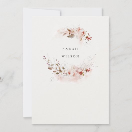 Dusky Herfst Marsala Blush Bloemen Baby shower Kaart (Achterkant)